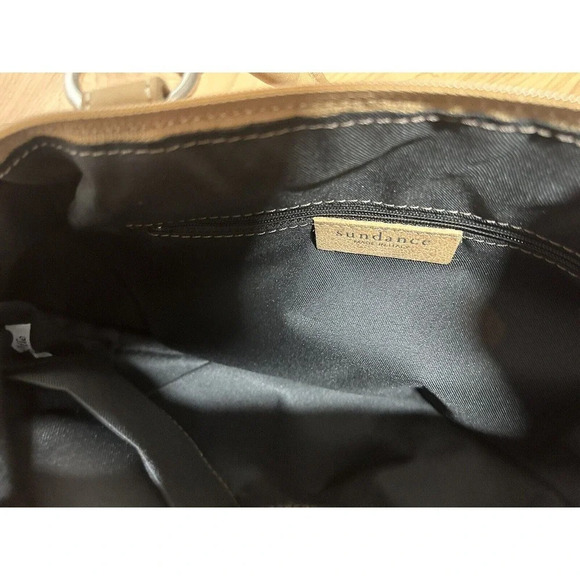 Sundance Leather Satchel Handbag Medium Size Tan Made In Italy